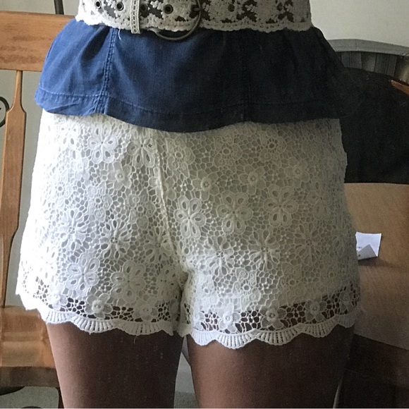 Pants - ivory lace shorts